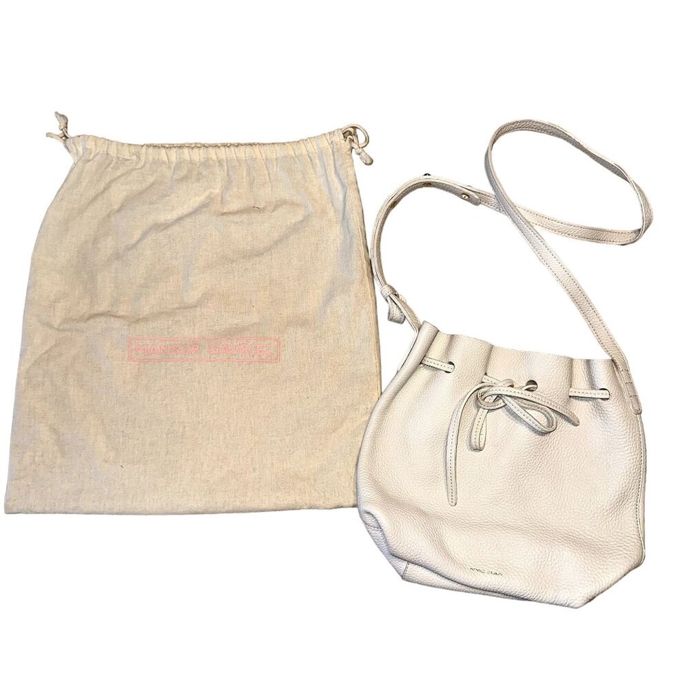 MANSUR GAVRIEL Champagne Pearl White Leather Bucket Bag